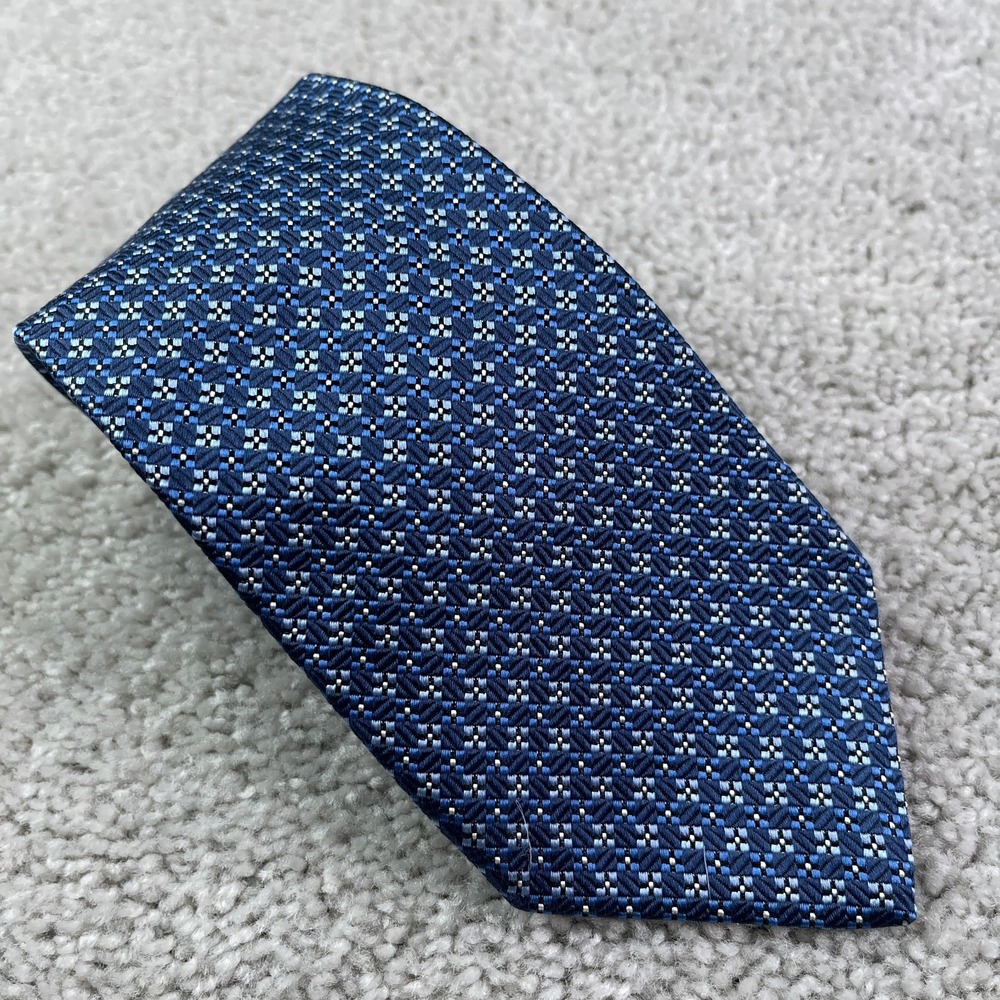 Brooks Brothers Tie Necktie Blue Diamond Geometric 346 Pure Silk Business